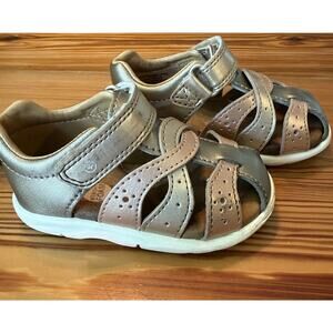 Stride Rite Silver and Pink Kids Sandals